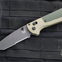 Benchmade Redoubt- Tanto Edge- First Production- Ranger Green Grivory Handle- Black Part Serrated Edge Blade 431SBK-1