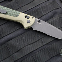 Benchmade Redoubt- Tanto Edge- First Production- Ranger Green Grivory Handle- Black Part Serrated Edge Blade 431SBK-1