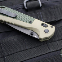 Benchmade Redoubt- Tanto Edge- First Production- Ranger Green Grivory Handle- Black Part Serrated Edge Blade 431SBK-1