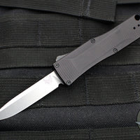 Benchmade OM OTF Knife- Single Edge- Black Handle- Stonewash Plain Edge Blade 4850