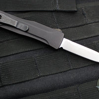 Benchmade OM OTF Knife- Single Edge- Black Handle- Stonewash Plain Edge Blade 4850