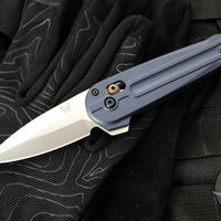 Benchmade Lowden- Axis Lock Flipper- Crater Blue Aluminum Handle- Satin M390 Blade 491