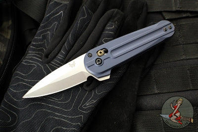 Benchmade Lowden- Axis Lock Flipper- Crater Blue Aluminum Handle- Satin M390 Blade 491