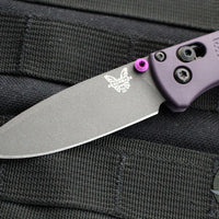 Benchmade Mini Bugout- Drop Point- Purple Grivory Handle- Gray Blade 533GY-09