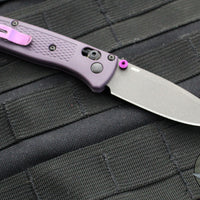 Benchmade Mini Bugout- Drop Point- Purple Grivory Handle- Gray Blade 533GY-09