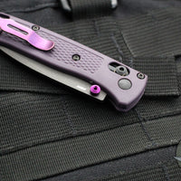 Benchmade Mini Bugout- Drop Point- Purple Grivory Handle- Gray Blade 533GY-09