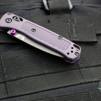 Benchmade Mini Bugout- Drop Point- Purple Grivory Handle- Gray Blade 533GY-09