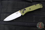 Benchmade Mini Bugout- Drop Point- Woodland Green Aluminum Handle- Crushed Silver Finished Blade 533SL-10