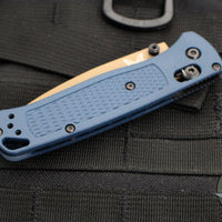 Benchmade Bugout- Drop Point- Crater Blue Handle- Flat Dark Earth Blade 535FE-05