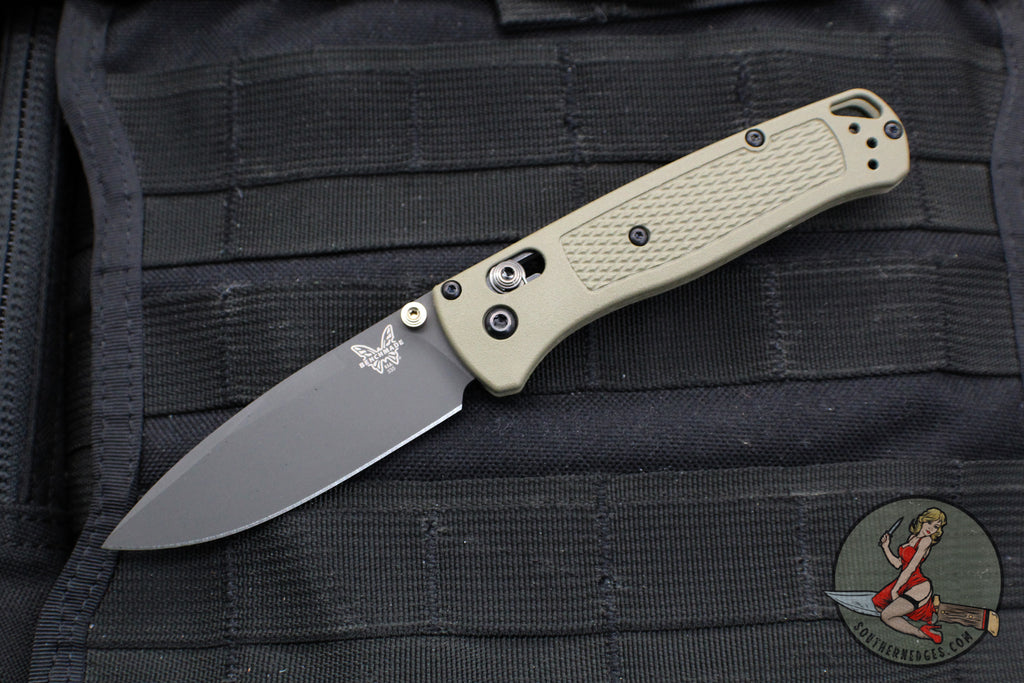 Benchmade Bugout- Drop Point- Ranger Green Handle- Smoked Gray Blade 535GRY-1