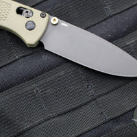 Benchmade Bugout- Drop Point- Ranger Green Handle- Smoked Gray Blade 535GRY-1