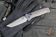 Benchmade Bailout- Tanto Edge- Carbon Fiber Handle- Stonewash Plain Edge- Blue Hardware 537-09