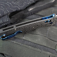 Benchmade Bailout- Tanto Edge- Carbon Fiber Handle- Stonewash Plain Edge- Blue Hardware 537-09