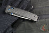 Benchmade Bailout- Tanto Edge- Carbon Fiber Handle- Stonewash Plain Edge- Blue Hardware 537-09
