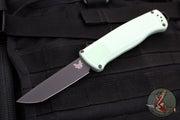 Benchmade Shootout OTF Auto Knife- Tanto Edge- Sea Foam Green Handle- Black DLC Finished Plain Edge 5370BK-03