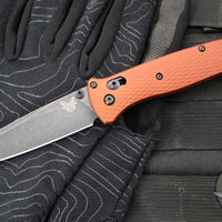 Benchmade Bailout- Tanto Edge- Burnt Orange Aluminum Handle- DLC Battleworn Plain Edge 537BK-07