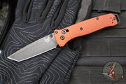 Benchmade Bailout- Tanto Edge- Burnt Orange Aluminum Handle- DLC Battleworn Plain Edge 537BK-07