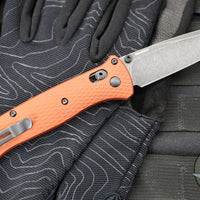 Benchmade Bailout- Tanto Edge- Burnt Orange Aluminum Handle- DLC Battleworn Plain Edge 537BK-07