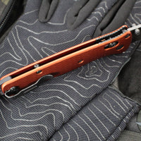 Benchmade Bailout- Tanto Edge- Burnt Orange Aluminum Handle- DLC Battleworn Plain Edge 537BK-07
