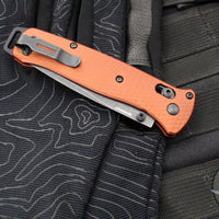 Benchmade Bailout- Tanto Edge- Burnt Orange Aluminum Handle- DLC Battleworn Plain Edge 537BK-07