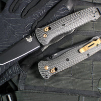 Benchmade Bailout- Tanto Edge- Carbon Fiber Handle- Black Plain Edge- Bronze Hardware 537BK-10