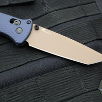 Benchmade Bailout- Tanto Edge- Crater Blue Finished Aluminum Body- Dark Earth Finished Plain Edge 537FE-02