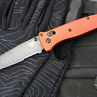 Benchmade Bailout- Tanto Edge- Burnt Orange Aluminum Handle- DLC Battleworn Part Serrated Edge 537SBK-07