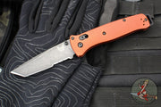 Benchmade Bailout- Tanto Edge- Burnt Orange Aluminum Handle- DLC Battleworn Part Serrated Edge 537SBK-07
