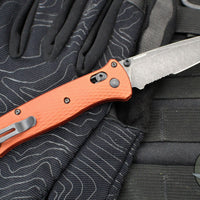 Benchmade Bailout- Tanto Edge- Burnt Orange Aluminum Handle- DLC Battleworn Part Serrated Edge 537SBK-07