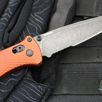 Benchmade Bailout- Tanto Edge- Burnt Orange Aluminum Handle- DLC Battleworn Part Serrated Edge 537SBK-07