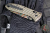 Benchmade Presidio II- Axis Lock- Limited Edition- OD Green Micarta Handle- Flecktarn Camo Finished Drop Point Blade 570CAMO-2601