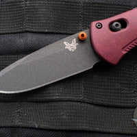 Benchmade Mini Barrage Axis-assisted Folder- Single Edge- Redstone Richlite Handle- Cerakoted Cobalt Finished CPM-S30V Blade 585BK-04