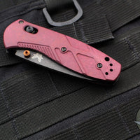 Benchmade Mini Barrage Axis-assisted Folder- Single Edge- Redstone Richlite Handle- Cerakoted Cobalt Finished CPM-S30V Blade 585BK-04