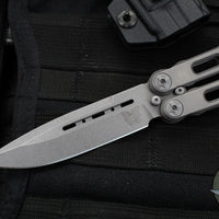 Benchmade 82- Laro Butterfly Balisong- Drop Point- Titanium Handles- Stonewash Magnacut Blade