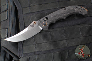 Benchmade Mini Bedlam- Axis Lock Folder- Marbled Carbon Fiber Handle- Stonewash Finished CPM S90V Plain Edge Blade 865-02