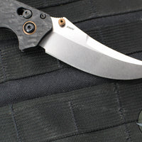 Benchmade Mini Bedlam- Axis Lock Folder- Marbled Carbon Fiber Handle- Stonewash Finished CPM S90V Plain Edge Blade 865-02