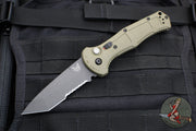 Benchmade Claymore OTS Auto Knife- Tanto Edge- OD Green Body- Grey Part Serrated Edge Blade 9071SBK-1