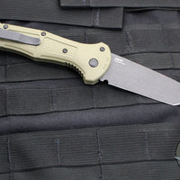 Benchmade Claymore OTS Auto Knife- Tanto Edge- OD Green Body- Grey Plain Edge Blade 9071BK-1