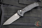 Benchmade Claymore OTS Auto Knife- Tanto Edge- Black Body- Grey Plain Edge Blade 9071BK