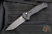 Benchmade Claymore OTS Auto Knife- Tanto Edge- Black Body- Grey Part Serrated Edge Blade 9071SBK