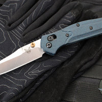 Benchmade Mini Osbourne- Reverse Tanto- Blue Denim Micarta Handle- Stonewash M390 Blade 945-04
