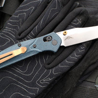 Benchmade Mini Osbourne- Reverse Tanto- Blue Denim Micarta Handle- Stonewash M390 Blade 945-04