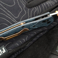 Benchmade Mini Osbourne- Reverse Tanto- Blue Denim Micarta Handle- Stonewash M390 Blade 945-04