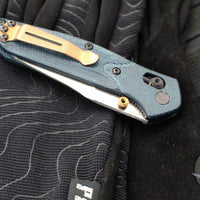 Benchmade Mini Osbourne- Reverse Tanto- Blue Denim Micarta Handle- Stonewash M390 Blade 945-04