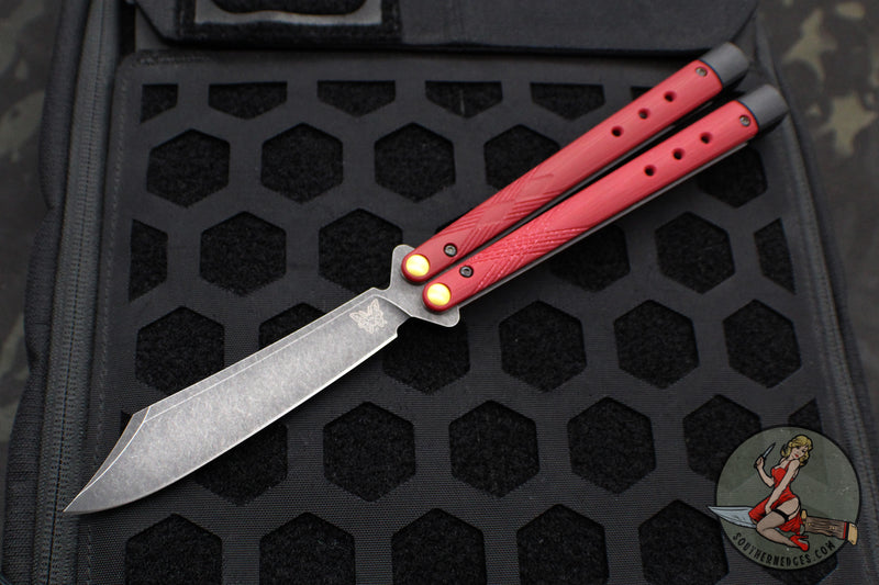 Benchmade Necron Butterfly Balisong- Ruby Red G-10 Handles- Black