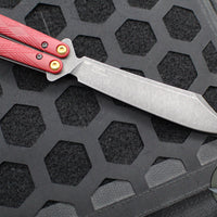 Benchmade Necron Butterfly Balisong- Ruby Red G-10 Handles- Black DLC Scimitar Edge 99BK-1