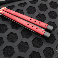 Benchmade Necron Butterfly Balisong- Ruby Red G-10 Handles- Black DLC Scimitar Edge 99BK-1