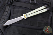 Benchmade Necron Butterfly Balisong- Jade G-10 Handles- Stonewash Scimitar Edge 99