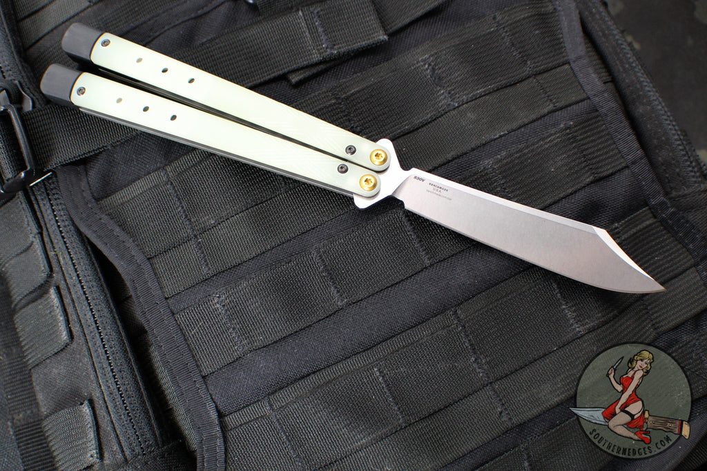 Benchmade Necron Butterfly Balisong- Jade G-10 Handles- Stonewash Scim ...