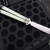 Benchmade Necron Butterfly Balisong- First Production- Jade G-10 Handles- Stonewash Scimitar Edge 99